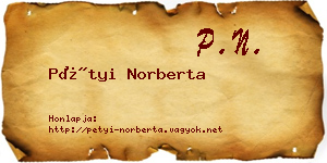 Pétyi Norberta névjegykártya